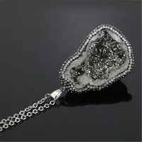 ПК / Лот натуральный минеральный камень Crystal Druzy Ore кварцевый кулон ожерелье ожерелье 2021 Pave стразы женские ожерелья