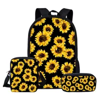 Skolväskor 3st / set solrosor blommig tryckkasse uppsättning för barnflickor bok backpacks axelbagpack barn bookbag satchel