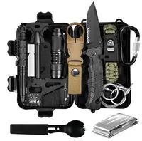 Vattentät Väska Multifunktionellt Självförsvar SOS Wilderness Survival Kit Outdoor Multitool Kit Adventure Självförsvarssats Survival Tool