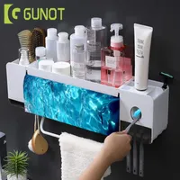GUNOT Toothbrush Holder Case Automatic Toothpaste Dispenser Squeezer Bathroom Storage Box Bathroom Accessories Sets SH190919