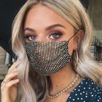 Черная пылезащитная алмазная маска жемчуга горный хрусталь маска декор украшения для лица многоразовые маски моды для женщин давить
