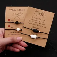 Friendship Card Two Piece Jewelry Set Sunflower Heart Lucky Rope Handmade Couple Bracelet Bangle
