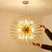 Pendentif Lampes Post-Modern Urchin Shape Gold Lamp Decoration Dissin de séjour Salon Café Luminaires décoratifs LED lumières