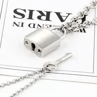 Chains WIWI Stainless Steel Lockable Key Pendant Necklace Set O-shaped Cross Necklaces Men Women Fashion Jewelry Couple Finding