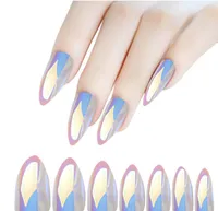 2021 Fashion Mirror Chrome Fake Stiletto Nails Tips Reflektion Falsk Nail Magic Mirror Effect Almond