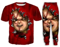 Atacado - 2022 Nova Moda Casual Horror Filme Chucky 3D Tudo sobre Imprimir Tracksuits T-shirt + Calças Calças Terno Mulheres Homens @ 065