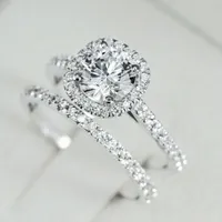 디자이너 링 2022 새로운 실버 컬러 신부 쿠션 여성을위한 손가락 반지 세트 쥬얼리 순수한 웨딩 약혼 반지 개인