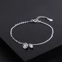 S999 Sterling Silver Ii Lotus Heart and Seed Bracelet for Women 2022 New Simple Flower Shape Niche Design