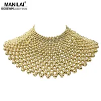 Manilai Brand Indian Smycken Handgjorda Beaded Statement Halsband för Kvinnor Krage Pärlor Choker Maxi Halsband Bröllopsklänning 220216