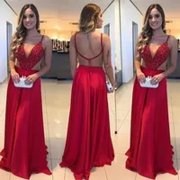 Designer Red Evening Dresses Sexy Backless Illusion Zroszony Długość podłogi Szyfonowe Cekiny Custom Made Plus Size Prom Party Gown Formalna okazja Nosić Vestido