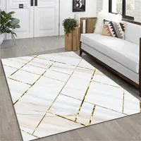 Carpets Nordic White Marble Carpet Living Room Warm Large Rug For Bedroom Washable Non-slip Area Dining Custom Drop