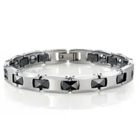 Bracelete de aço de tungstênio saudável para mulheres pulseira magnética prata / tamanho preto vêm com ferramenta de ajuste
