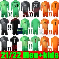 새로운 22 22 성인 남성 키트 청소년 소년 GERMAIN 긴 소매 축구 유니폼 GK 2021 2022 골키퍼 1 Keylor Navas Jersey 50 Gianluigi Donnaumma Kids Kit Football Shirt
