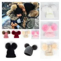 Baby Stuff Accessories Cap Pure colors Toddler Kids Girl Boy Baby Infant Winter Warm Crochet Knit Hat Fur Balls Beanie