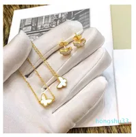 925 joyas de plata esterlina para mujeres Madre de perla mariposa joyería de boda conjunto mini pendientes collar pulsera anillo