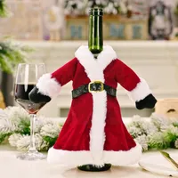 Boże Narodzenie dekoracje sukienka spódnica wina butelka pokrywa dekoracji zestaw stół do roku na rok R5B3