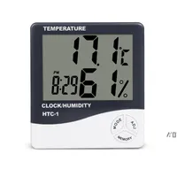 LCD 디지털 알람 시계 홈 온도 습도 측정기 HTC-1 실내 옥외 습도계 온도계 메모리 기상역 RRF12154