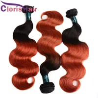 Orange Ombre Body Wave Natural Human Hair Peruvian Virgin Weave Bundles 3pcs Dark Roots 1B 350 Golden Blonde Wavy Colored Extensions Deals