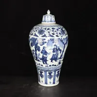 Vases The Yuan Dynasty Blue And White Character Story Mei Ping Antique China Old Porcelain Stuff Home Collection Ornament