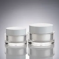 Bottiglia di imballaggio del barattolo della crema acrilica da 30g 50g con coperchio bianco, piccolo contenitore trasparente, vaso di crema cosmetica del campione