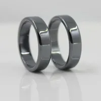 Кластерные кольца 2021 мода ювелирные изделия качества качества гладкие 6 мм ширина плоский гематит (1 шт) HR1002