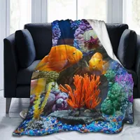 Decken Nette Fische 3D Druck Flanell Decke Blatt Bettwäsche Weiche Bettbezug Home Textil Dekoration