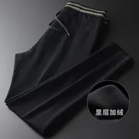 Herrenhose Plüsch-verdickter Kontrast-Rippe lässig Mode-Kordelzug-elastische Taille schwarz gerade