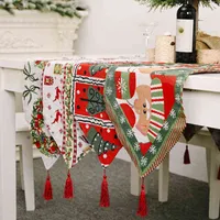 6 pc Merry Christmas Table Runner Santa Claus Elk Tablecloth Xmas Table Cover Decoração Casa Decoração 1 Pcs Y1126