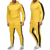 Tasarımcı Sonbahar Kış Patchwork Cep Kazak Üst Erkek Pantolon Setleri Spor Takım Elbise Eşofman Siyah Bruce Lee Sarı Cosplay İki Pi