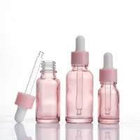 5ml 10ml 20ml 30ml 50ml 100ml Limpar garrafa de vidro cor-de-rosa Garrafa de gotas de óleo essencial frascos de perfume com pipeta de reagente