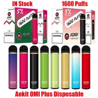 Original Aokit Omi Plus Einweggerät Kit E-Zigaretten 1600 Puffs 800mAh Batterie 5.3ml Vorgefüllte Patrone Pod Vape Stick Pen vs Air Bar Max Lux 100% authentisch
