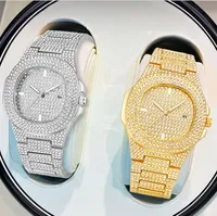 WLISTH 브랜드 날짜 쿼츠 CWP Mens Womens Watches Full Crystal Diamond Luminous 시계 타원 다이얼 추가 블링 트렌디 한 Unisex Wristwatches