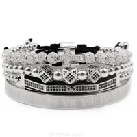 2022 New Men Bracelet 4pcs set Crown Charms Jewelry Macrame Beads Bracelets Braiding Man Luxury for Women Gift Valentine's Day Christmas Brand Chain Hszy