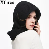 Xthree Winter Wool Knitted Scarf Hat Set Beanie Women Skullies Beanies Hats For Men Caps Gorras Bonnet Mask 220118