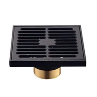 Modern Pure Black Invisible Shower Floor Drain /Bathroom Balcony Use Brass Material Rapid Drainage Tile Insert Square Drains 609 R2