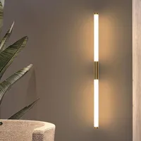 Vägglampa Lång LED Modern Gold Tube Pipe Sconce Bedroom Bathroom Light Fixtures Mirror Lights Bedside Home Decor