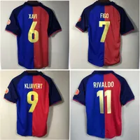 Top 1998 1999 Barcelona Rivaldo Retro Soccer Jerseys Guardiola Kluivert Fußball-Hemd Puyol Xavi Jersey 100 Jahre Figo Classic Maillot de Foo