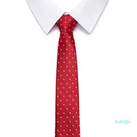 Erkek İş İpek Kravat 7.5 cm Damat Düğün Parti Kırmızı Polka Dots Corbata Normal Genişlik Kravat Cravat Giyim Aksesuarları Sıcak Bağları
