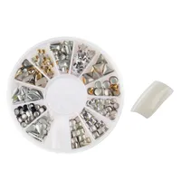 Unhas gel 500 pcs acrílico falso artificial dicas arte 1 caixa manicure 3d decorações roda