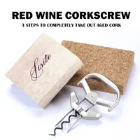 Narzędzia barowe Bar Narzędzia Stare Vintage AH ​​So CorksCrew Usuń starsze i delikatne korki wina dwupoziomowe Cork-Pester Manual Butelka Cork Otwieracz