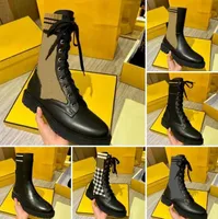 2022 Sapatos de luxo Boots casuais Designer de malha de malha Martin neakers Design de couro esticado com 35-41 Women Women Black Knight XFRC
