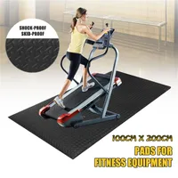 Accessoires 100x200cm NBR Oefeningsmat Gym Fitnessapparatuur voor loopband Bike Bescherm de vloerloopmachine absorberende kussen zwart
