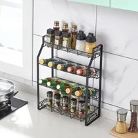 Black Four Tier Kitchen Seasoning Storage Rack Counters Organizers Spice Racks Counter Shelf for Seasonings Jars,Spice Jars Sauce Bottles pantry organizer