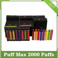 Puff Bar MAX-Einweg-Vape-Stift-Zigaretten-Gerät 2000 Puffs 1200mAh-Akku 8,5ml Vorgefüllte Kartuschen 13 Farben