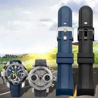 Dedykowany zakrzywiony interfejs Silikonowy Zegarek Zegarek Dla Graham Racing Chronograph Series Guma Mężczyzna Pasek 24mm Czarny Blue Wristband H0915