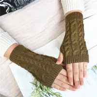 Sports Gloves 2021 Winter Women Stylish Hand Warmer Arm Crochet Knitting Faux Wool Mitten Warm Fingerless