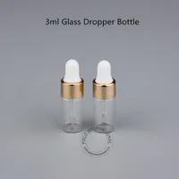 100 stks Groothandel 3ML Mini Transparant Glas Essentiële Olie 3G-fles / flacon met druppelvulbare parfum Sampling JAR-verpakking