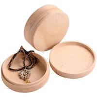 Caja de anillos de haya caja pequeña caja de madera Embalaje de madera maciza Joyería redonda con tapa de madera Regalos de almacenamiento Embalaje