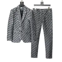 Batı Giyim Tasarımcısı Erkek Blazers Mix Stil Sonbahar Lüks Dış Giyim Ceket Slim Fit Rahat Izgara Geometri Patchwork Baskı Erkek Moda Elbise Takım Elbise Pantolon