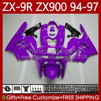 Carrosserie OEM pour Kawasaki Ninja ZX-9R ZX 9R 9 R 900 CC ZX-900 1994-1997 Body 100no.127 ZX9 R ZX900 Dark Purple ZX900C 1994 1995 1996 1997 900CC ZX9R 94 95 96 97 Kit de carénage